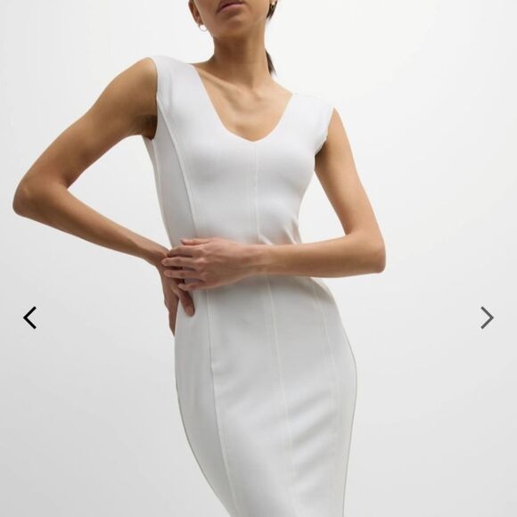 Norma Kamali Grace Fishtail Snow White Medium Wedding Cocktail Dress NEW - Picture 7 of 12